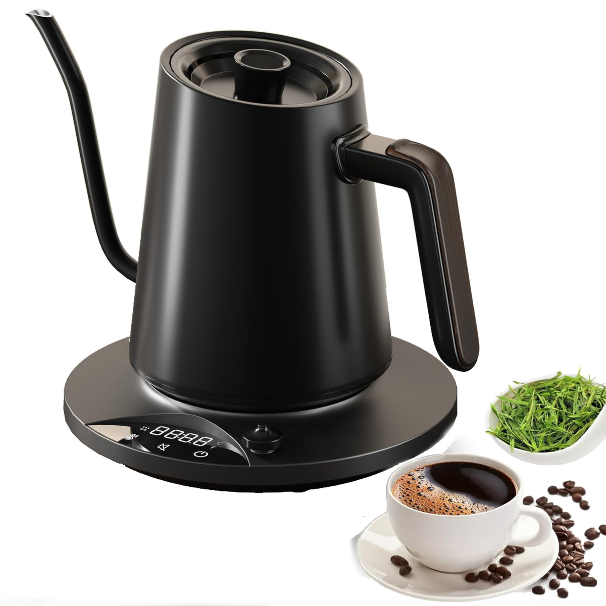 Electric Gooseneck Kettle – ±1°F Temp Control, Brew Timer, 0.6L, 900W