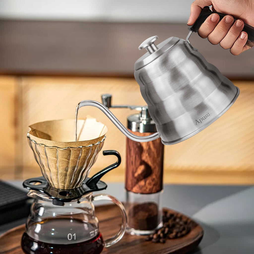 Stovetop Gooseneck Kettle with Thermometer – 40oz Stainless Steel, Pour Over