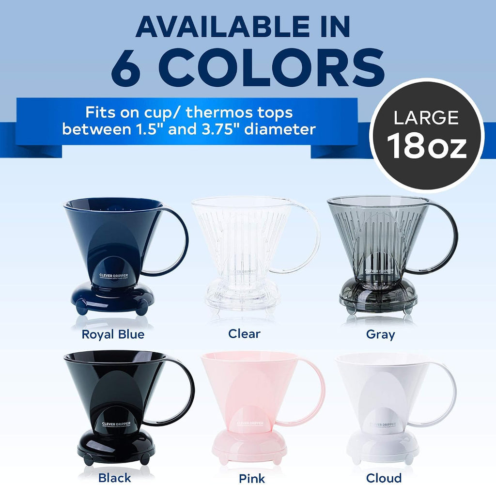 Clever Coffee Dripper & 100 Filters – 18 oz, BPA-Free, Immersion Brew