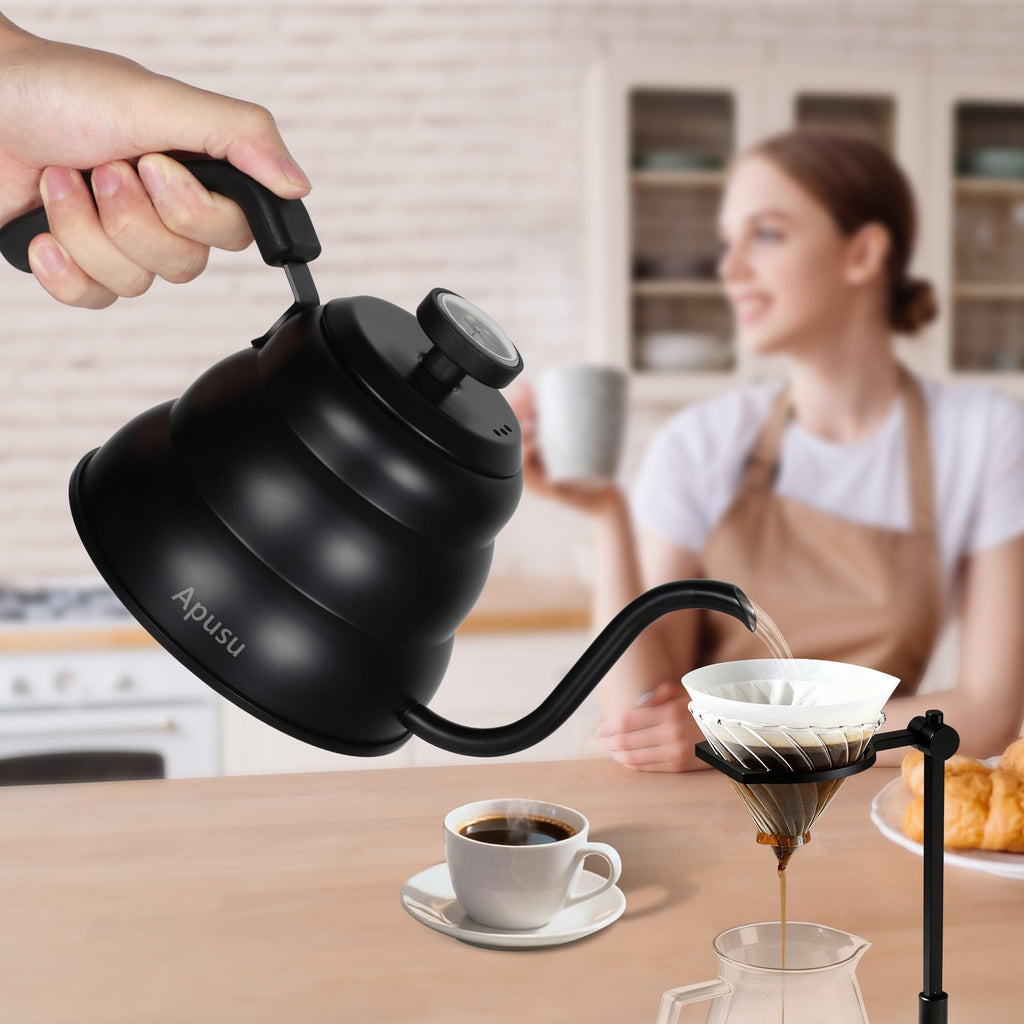 Stovetop Gooseneck Kettle with Thermometer – 40oz Stainless Steel, Pour Over