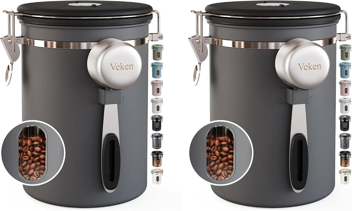 Veken Airtight Coffee Canister with Window 22oz – Black