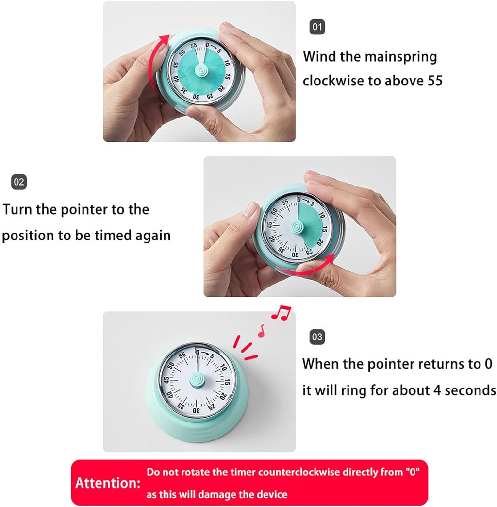 Vintage Stainless Steel Magnetic Kitchen Timer – 60 Min