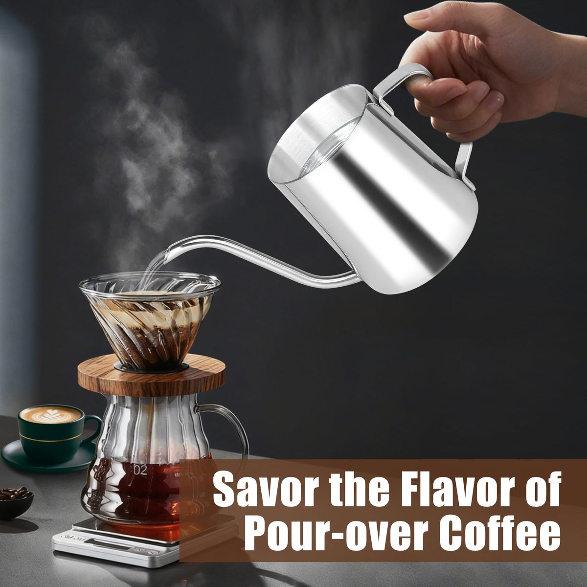 Stovetop Gooseneck Kettle with Thermometer – 40oz Stainless Steel, Pour Over