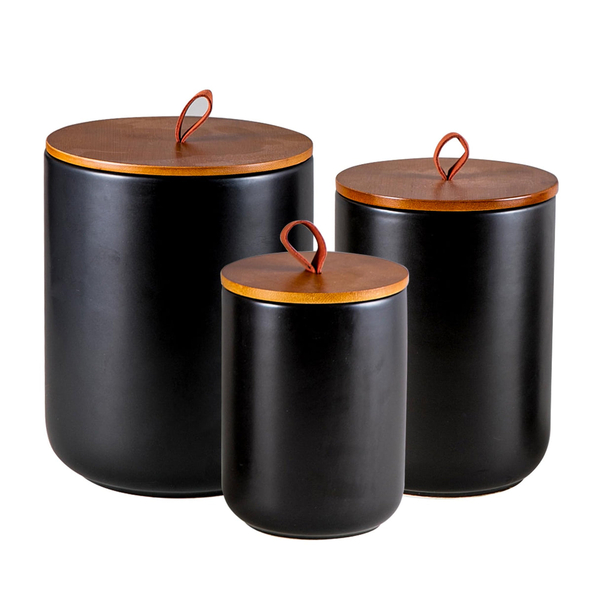 Mowtanco White Embossed Ceramic Canister Set of 3 – Airtight Bamboo Lids, 12/30/48 oz