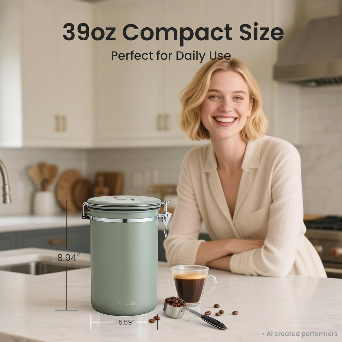 Veken Airtight Coffee Canister 39oz – Gray