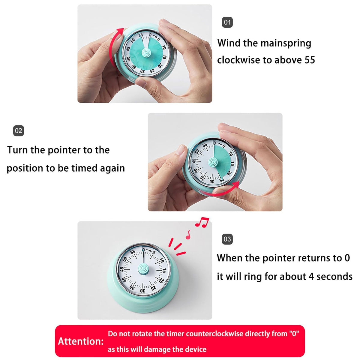Vintage Stainless Steel Magnetic Kitchen Timer – 60 Min