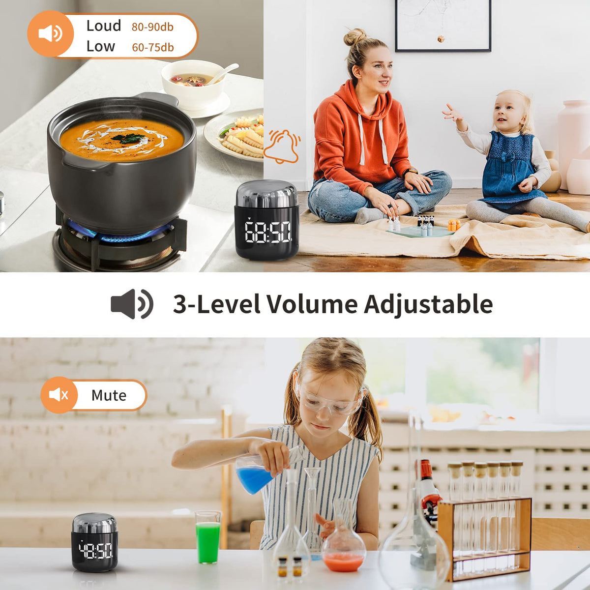 LED Countdown & Count-Up Kitchen Timer – Gold