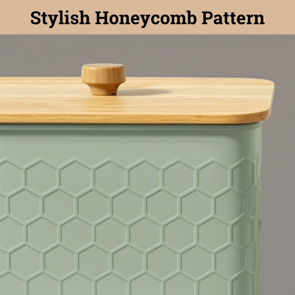 Honeycomb Metal Kitchen Canister Set of 4 – Airtight Bamboo Lids, Matte Black, 1.25–6.5 qt