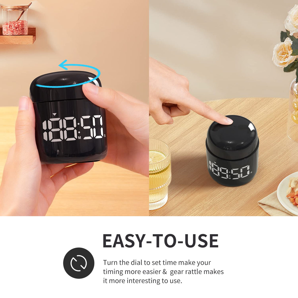 LED Countdown & Count-Up Kitchen Timer – Gold