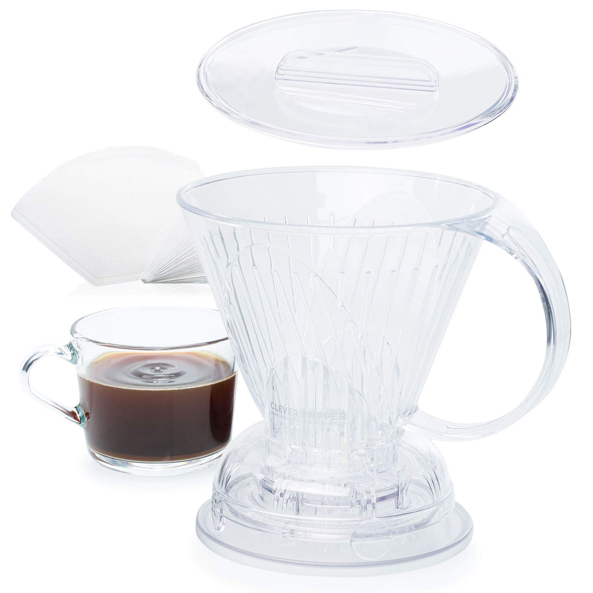 Clever Coffee Dripper & 100 Filters – 18 oz, BPA-Free, Immersion Brew