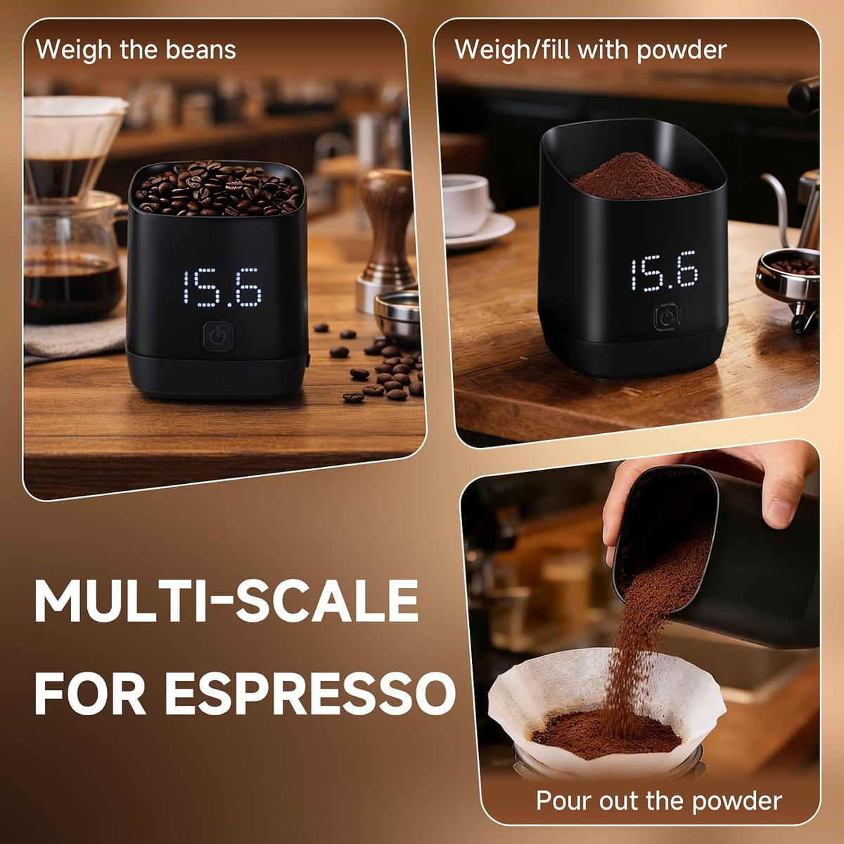 2-in-1 Coffee Scale & Dosing Cup – 0.1g Precision, 500g, USB-C