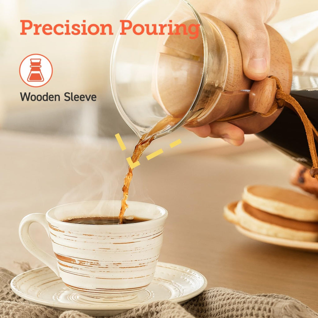 Cosori Pour Over Coffee Maker – Double-Layer Stainless Filter, 34 oz, 8 Cup