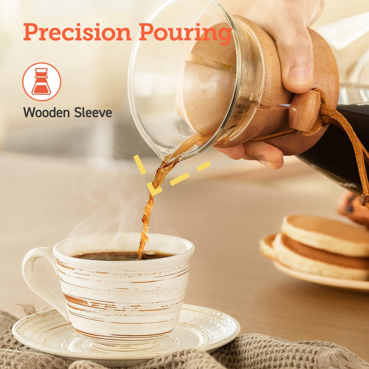 Cosori Pour Over Coffee Maker – Double-Layer Stainless Filter, 34 oz, 8 Cup