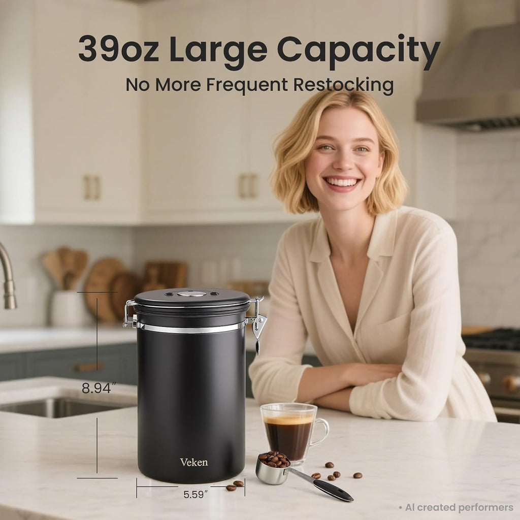 Veken Airtight Coffee Canister 39oz – Gray