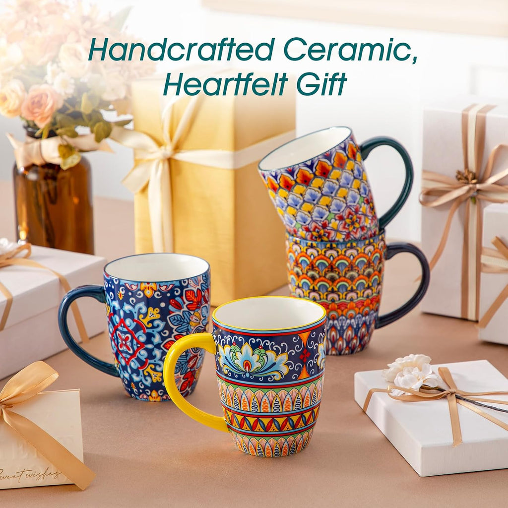 Vancasso SIMI Bohemian Ceramic Mugs Set of 6 – 16oz