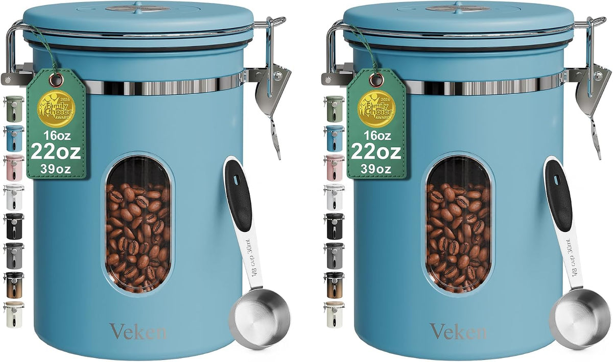 Veken Airtight Coffee Canister with Window 22oz – Black