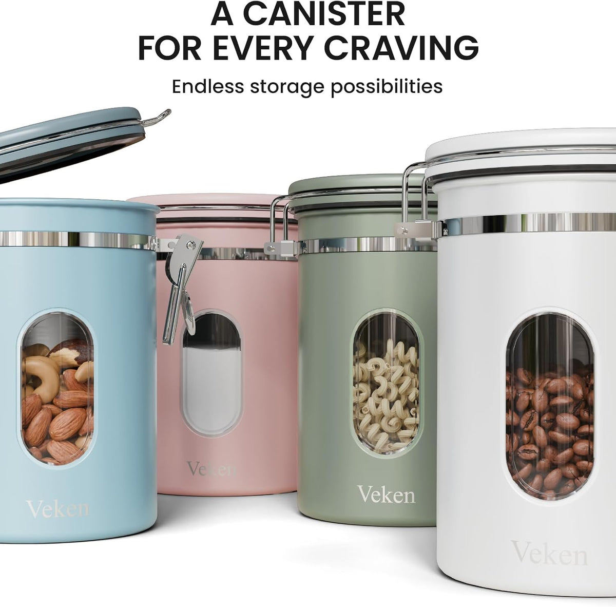 Veken Airtight Coffee Canister with Window 22oz – Black