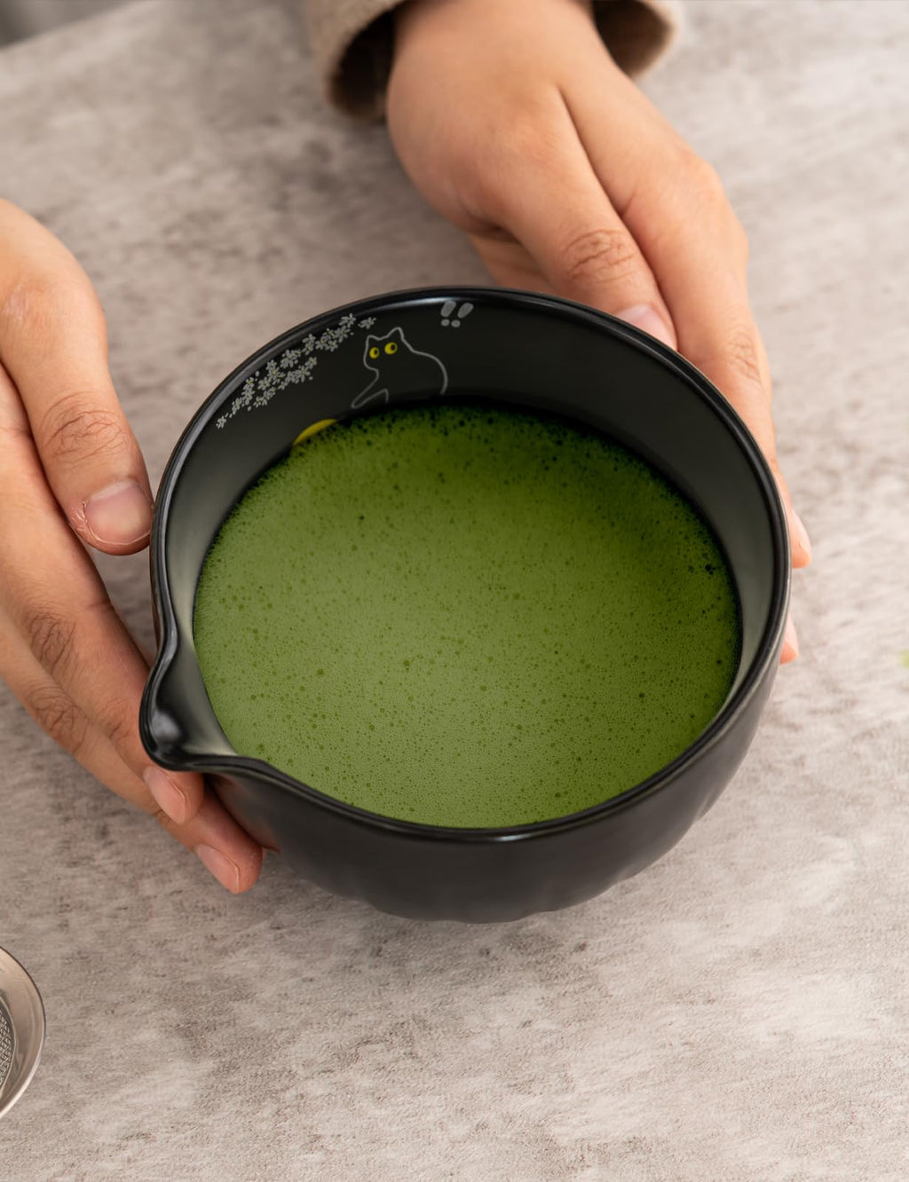 Tang Pin 5-Piece Matcha Set – 15oz Mottled Green Ceramic Bowl, Whisk, Scoop & Chasen Holder