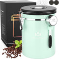 38 oz Stainless Steel Coffee Canister with Date Tracker & CO2 Valve – Mint Green, Airtight