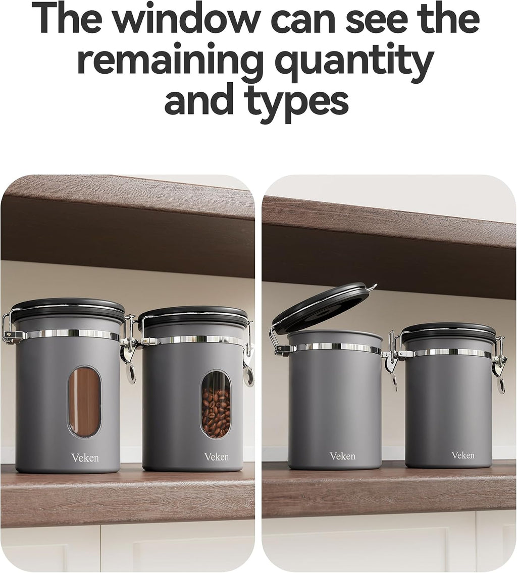 Veken Airtight Coffee Canister with Window 22oz – Black