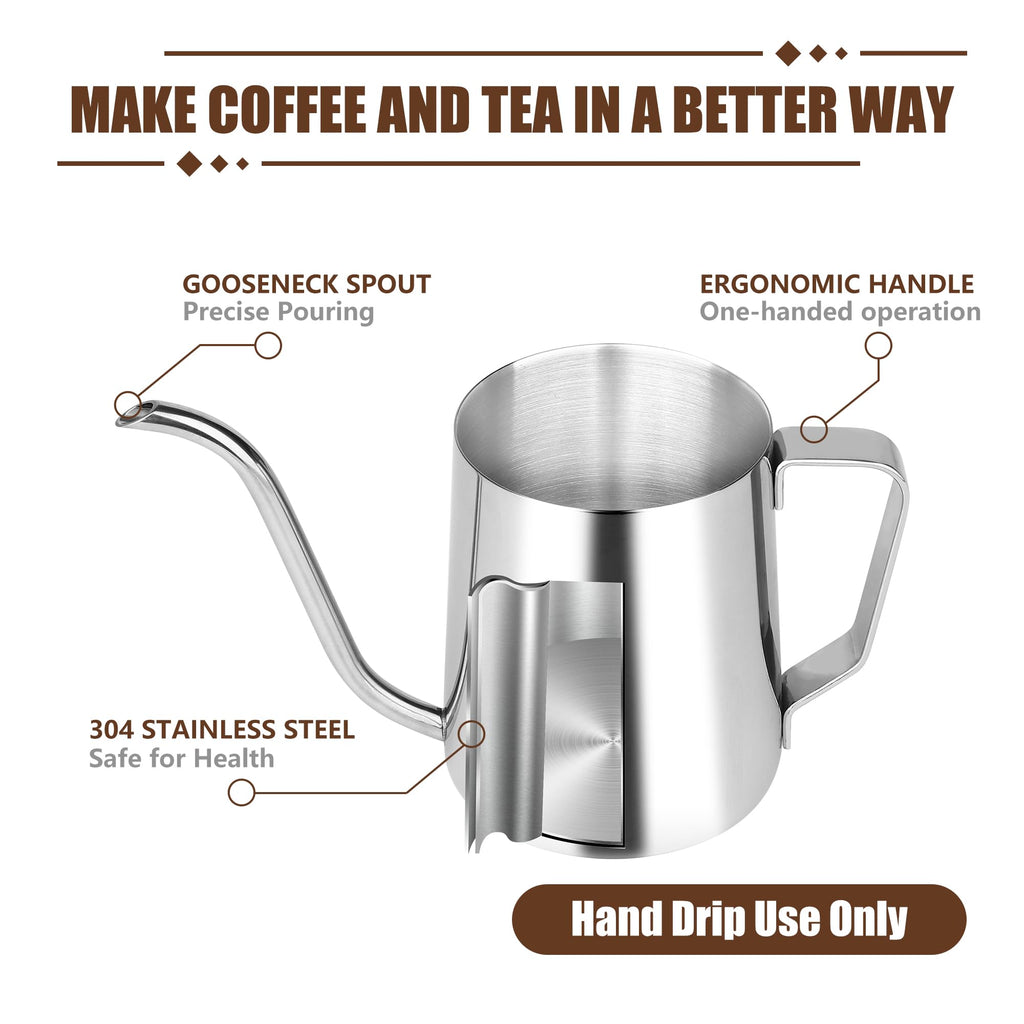 Stovetop Gooseneck Kettle with Thermometer – 40oz Stainless Steel, Pour Over