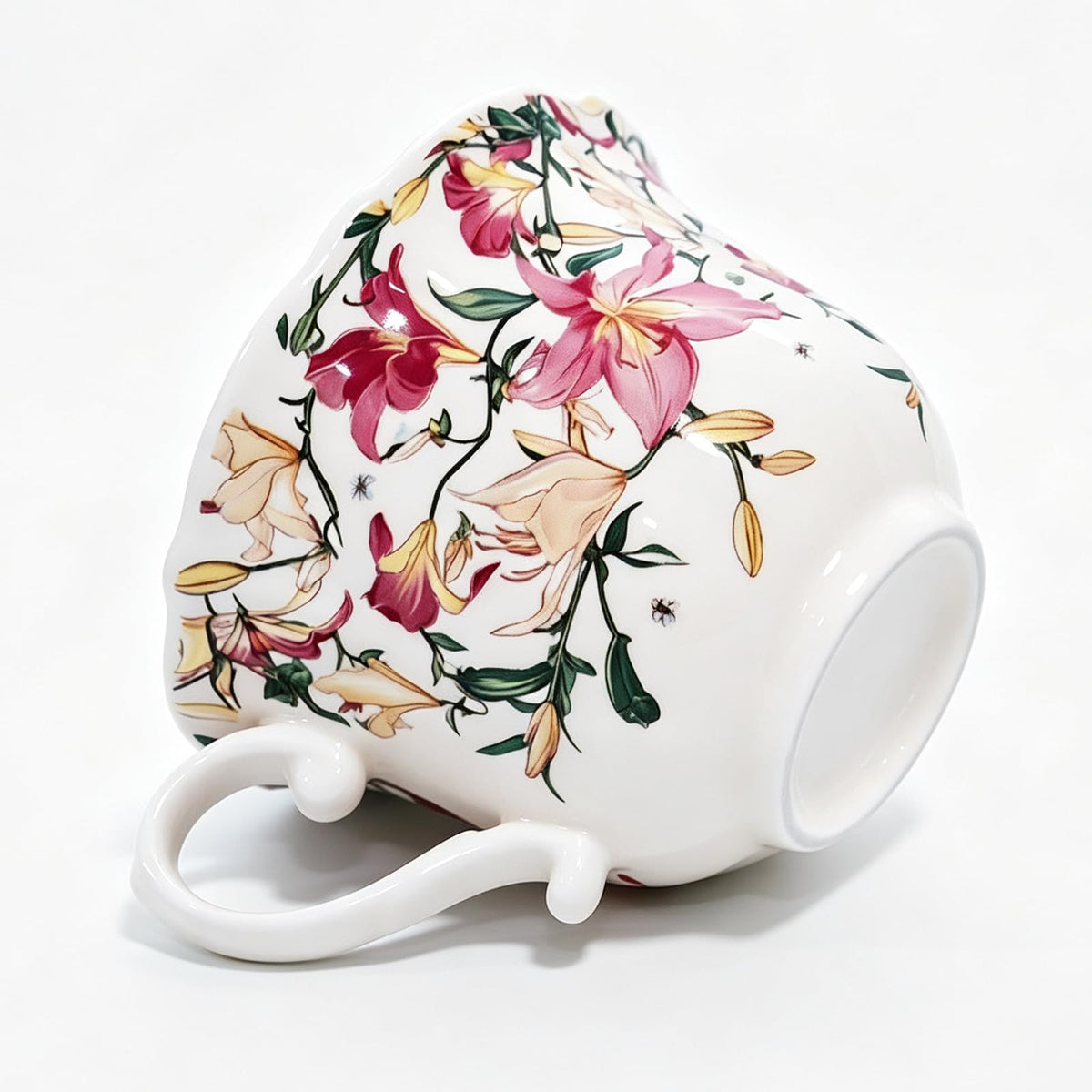 Bone China Floral Tea Cup & Saucer Set with Spoon – 7 oz