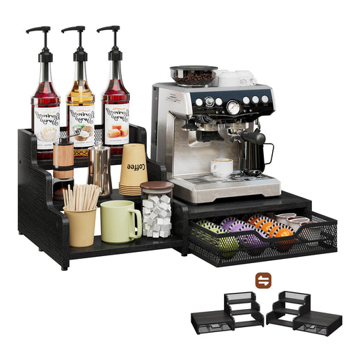 3-Tier Coffee Station Organizer with K-Cup Holder – Rustic Brown
