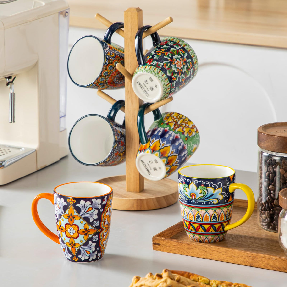 Vancasso SIMI Bohemian Ceramic Mugs Set of 6 – 16oz