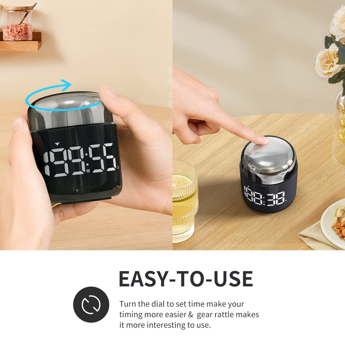 LED Countdown & Count-Up Kitchen Timer – Gold