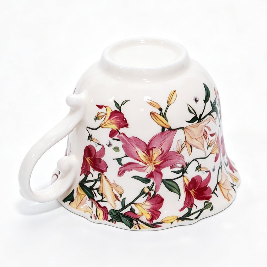 Bone China Floral Tea Cup & Saucer Set with Spoon – 7 oz