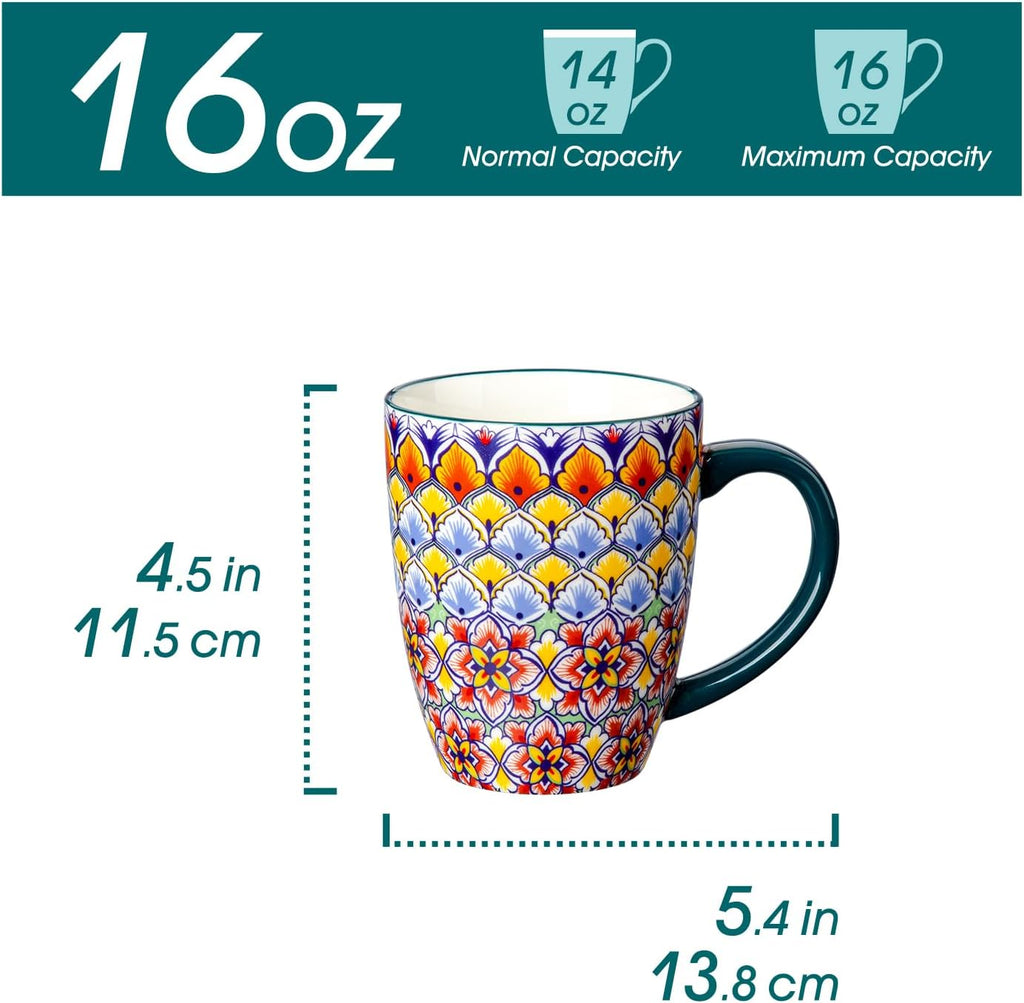 Vancasso SIMI Bohemian Ceramic Mugs Set of 6 – 16oz