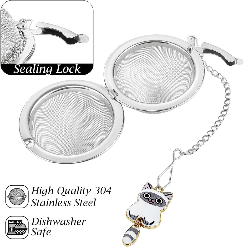 Cat Charm Tea Infuser Set of 2 – Stainless Steel, Moving Tail, Ragdoll & Tortoiseshell