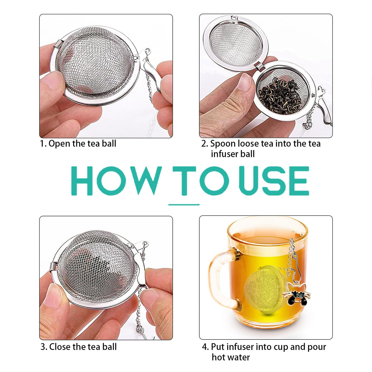 Tea Ball Infuser Set of 2 with Dragonfly & Butterfly Charms – Stainless Steel, Loose Leaf