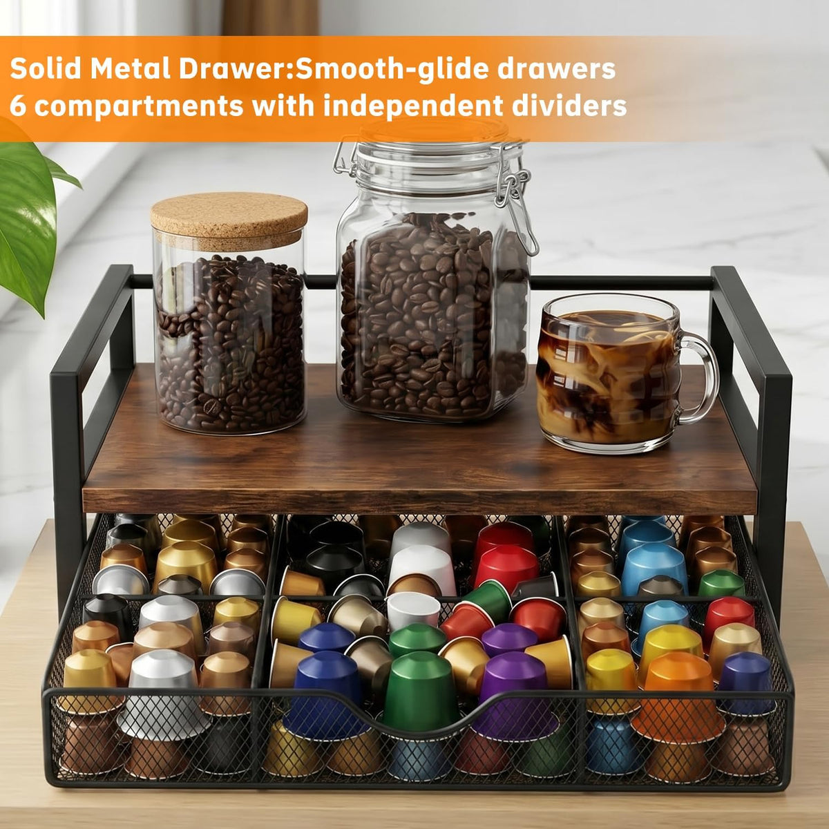 Tea Bag Organizer with 6 Compartments – Extra Large