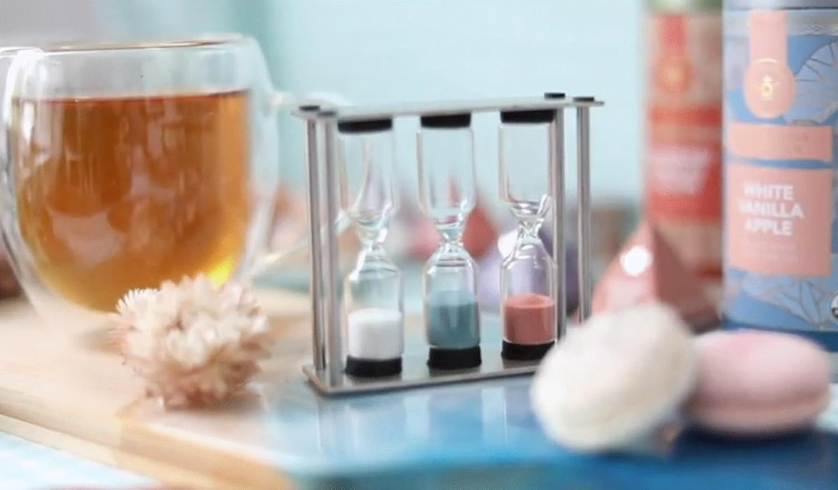 Teabloom 3-Setting Tea Timer – 2, 3 & 5 Minute Hourglass