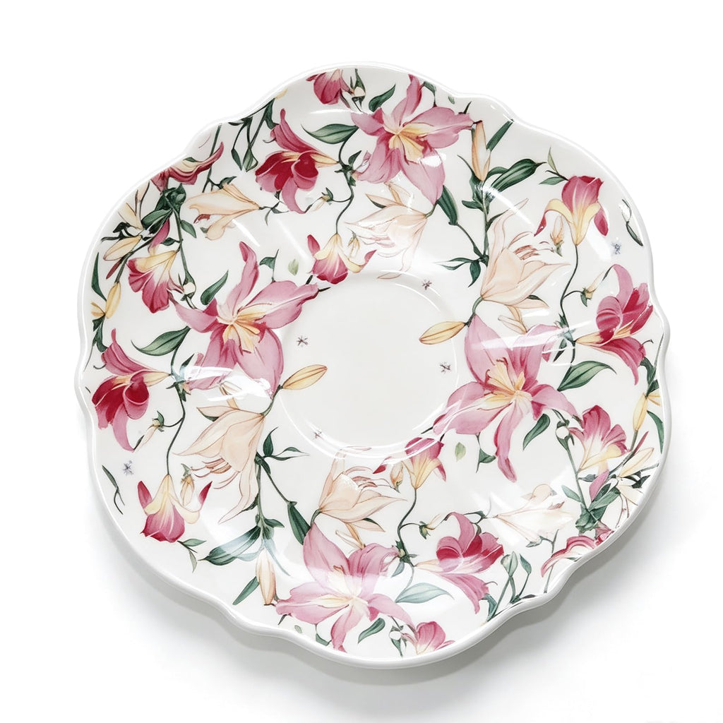 Bone China Floral Tea Cup & Saucer Set with Spoon – 7 oz