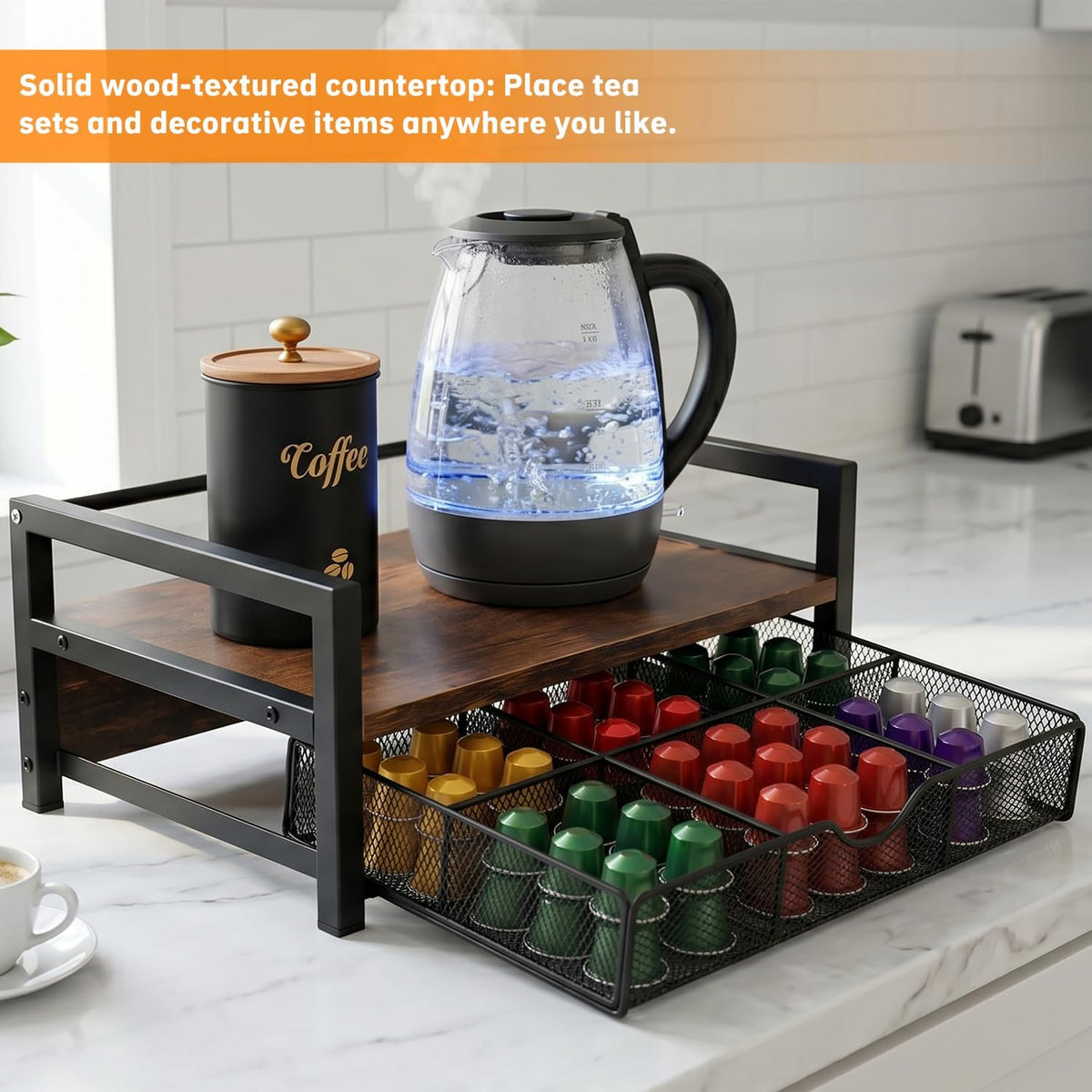 Tea Bag Organizer with 6 Compartments – Extra Large