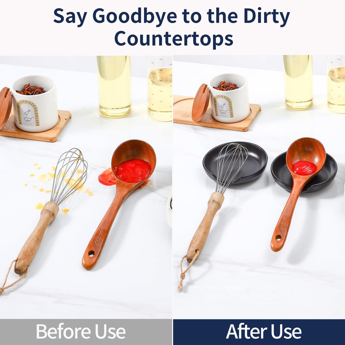 Selamica Ceramic Spoon Rest Set of 4 with Metal Holder – 4.8", Assorted Colors
