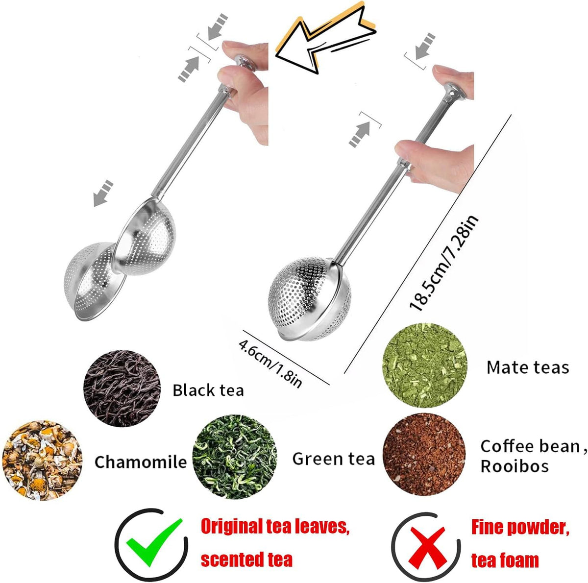 Stainless Steel Tea Ball Infuser Set of 2 – Fine Mesh, Reusable Loose Leaf Tea Strainer