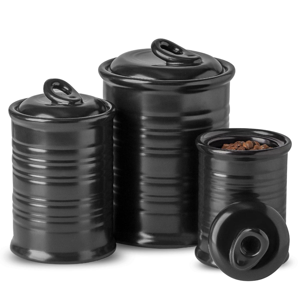 Nihow Blue Ceramic Canister Set of 4 – Airtight Lids, 13/22/47/74 oz, Dishwasher Safe