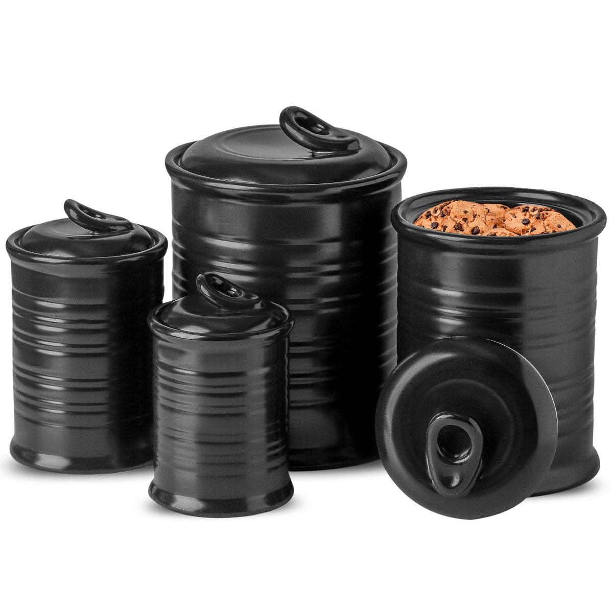 Nihow Blue Ceramic Canister Set of 4 – Airtight Lids, 13/22/47/74 oz, Dishwasher Safe