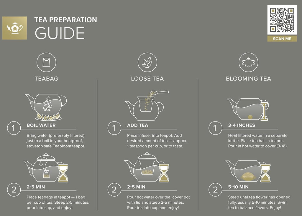 Teabloom Stovetop & Microwave Safe Glass Teapot with Removable Loose Tea Glass Infuser – Includes 2 Blooming Teas – 2-in-1 Tea Kettle and Tea Maker – Tea Purist's Choice