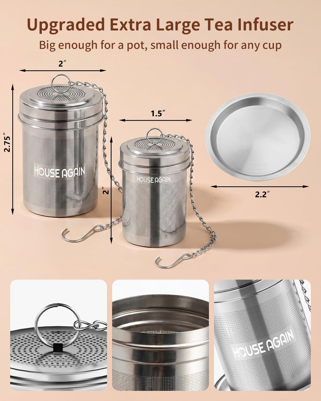 House Again Fine Mesh Tea Infuser, Set of 2