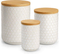 MALACASA LYDIA Ceramic Canister Set of 3 – Hexagon, Airtight Wooden Lids, 20/40/80 oz