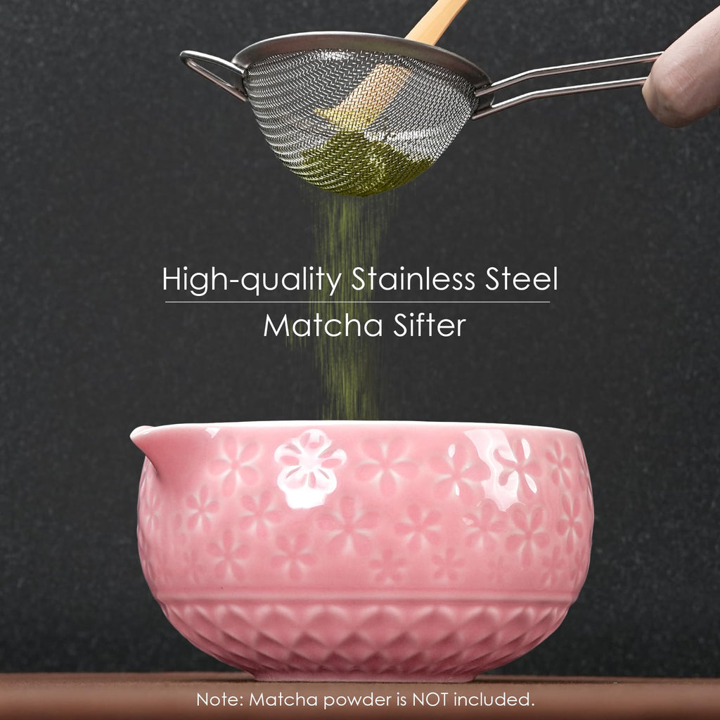 5-Piece Ceramic Matcha Set – Mottled Green Chawan, Handcrafted Bamboo Chasen, Scoop & Holder