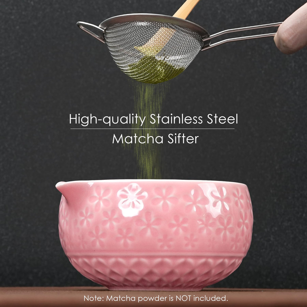 5-Piece Ceramic Matcha Set – Mottled Green Chawan, Handcrafted Bamboo Chasen, Scoop & Holder