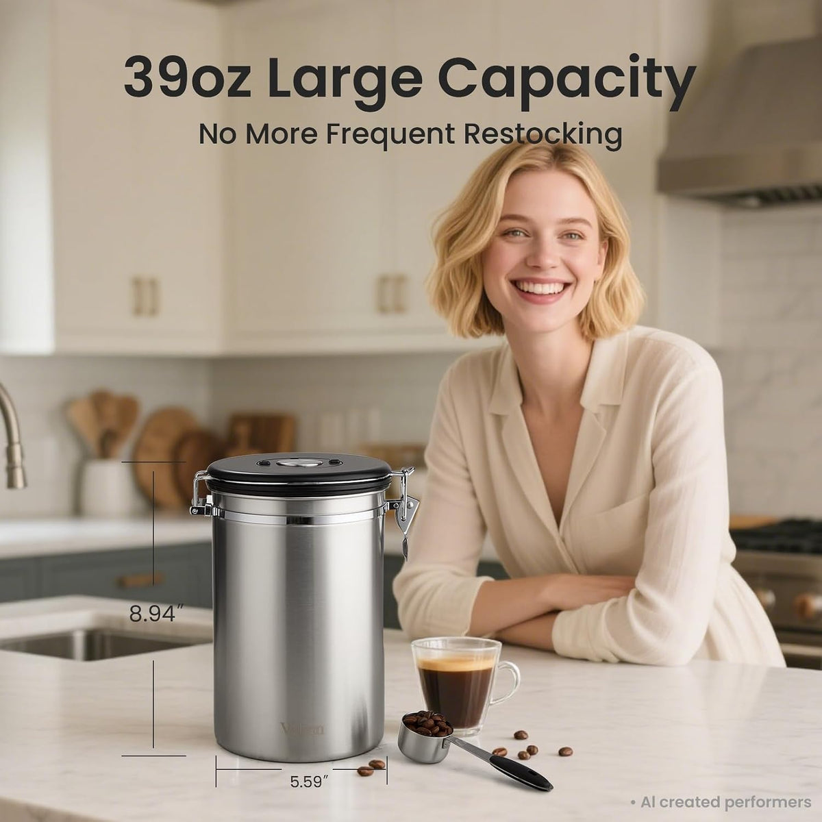 Veken Airtight Coffee Canister 39oz – Gray