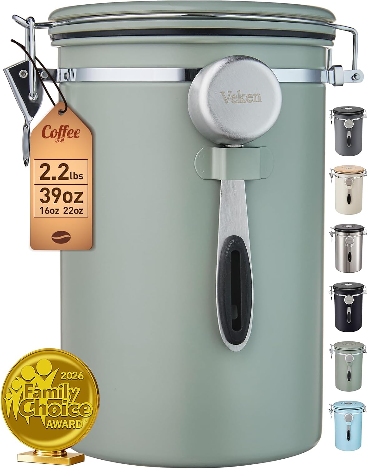 Veken Airtight Coffee Canister 39oz – Gray