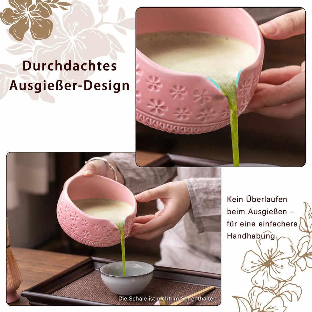 Buucup 7-Piece Green Ceramic Matcha Set – Bowl, Bamboo Whisk, Scoop, Holder, Rest, Sifter & Tea Towel