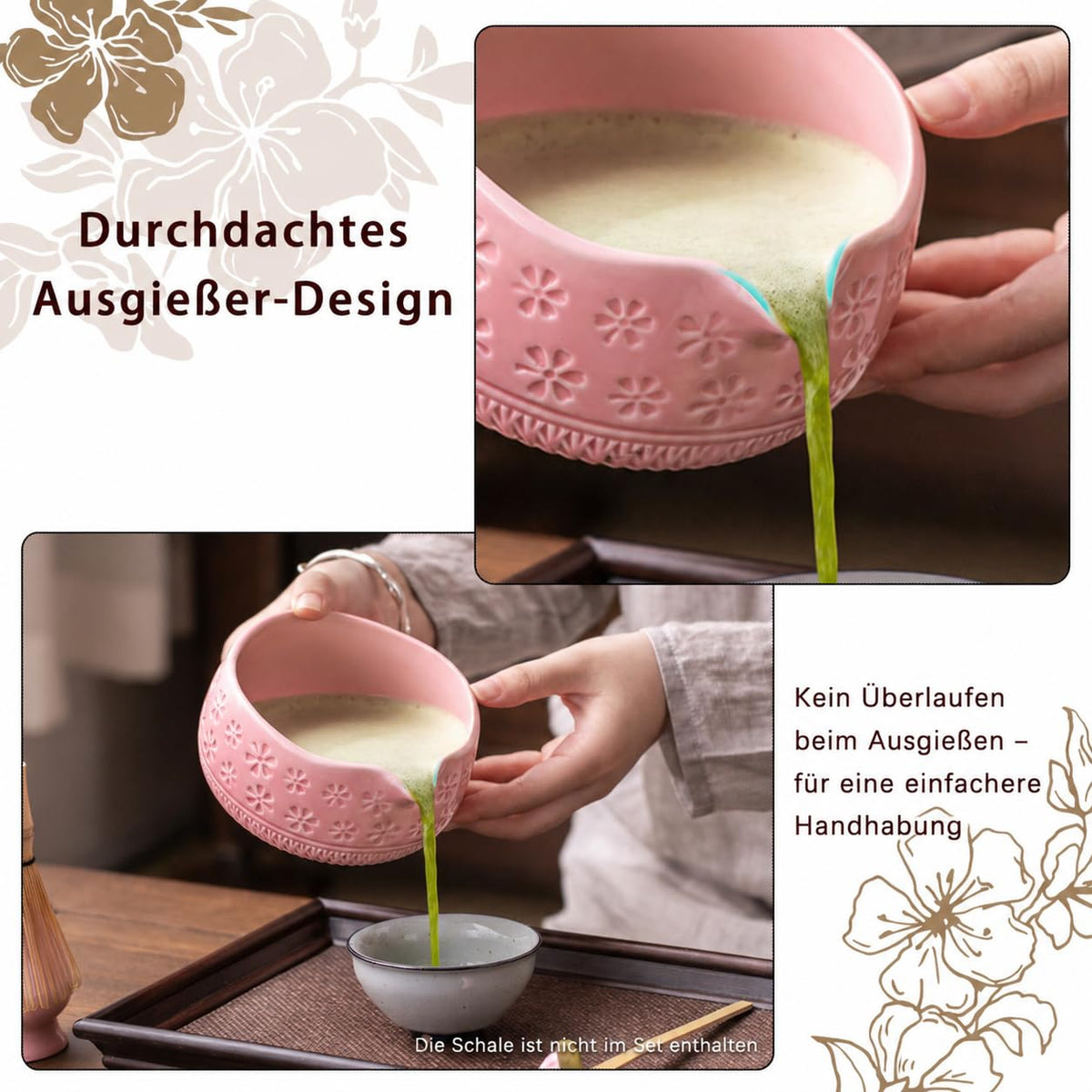 Buucup 7-Piece Green Ceramic Matcha Set – Bowl, Bamboo Whisk, Scoop, Holder, Rest, Sifter & Tea Towel